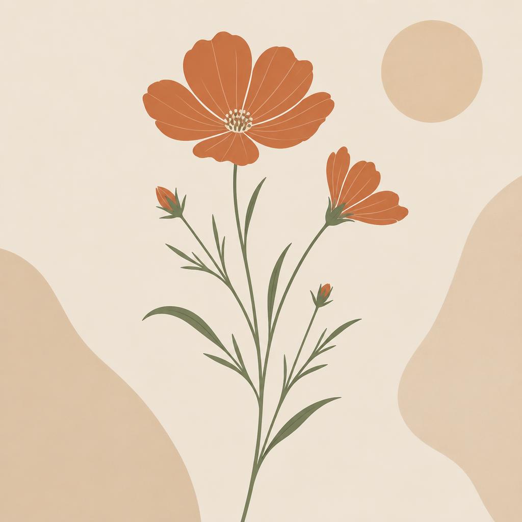 Dessin au crayon d'une fleur sauvage épanouie